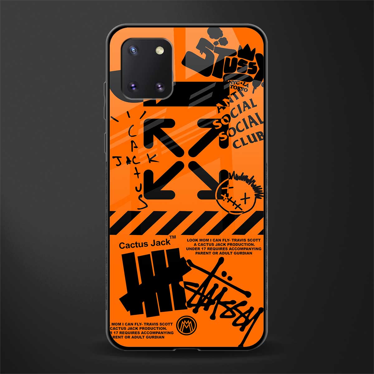 orange travis scott x anti social social club glass case for samsung galaxy note 10 lite image