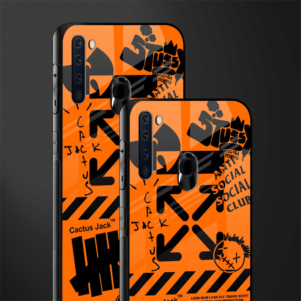 orange travis scott x anti social social club glass case for samsung a21 image-2