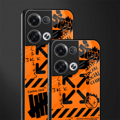 orange travis scott x anti social social club back phone cover | glass case for oppo reno 8