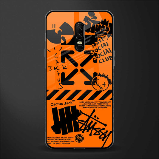 orange travis scott x anti social social club glass case for oneplus 6 image