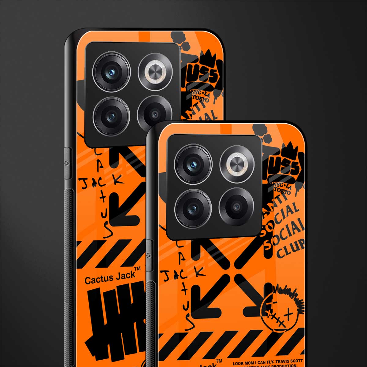 orange travis scott x anti social social club back phone cover | glass case for oneplus 10t