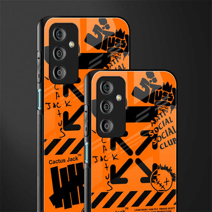 orange travis scott x anti social social club back phone cover | glass case for samsung galaxy f23 5g