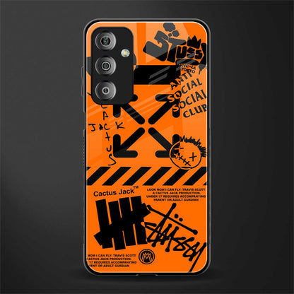 orange travis scott x anti social social club back phone cover | glass case for samsung galaxy f23 5g