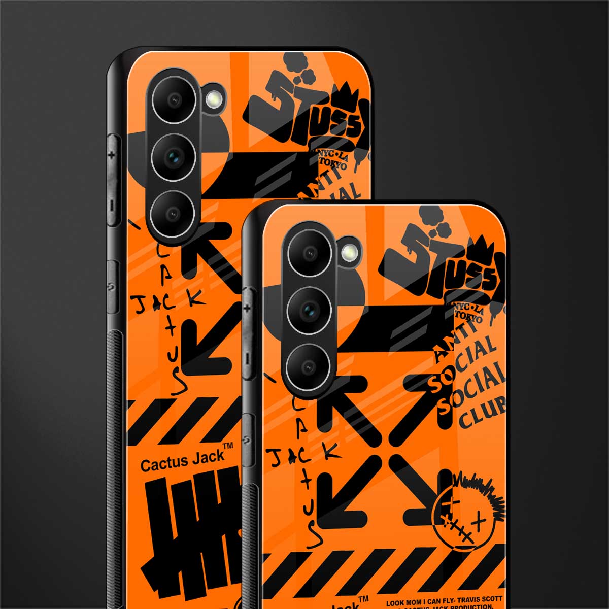 orange travis scott x anti social social club glass case for phone case | glass case for samsung galaxy s23
