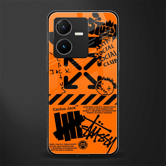 orange travis scott x anti social social club back phone cover | glass case for vivo y22