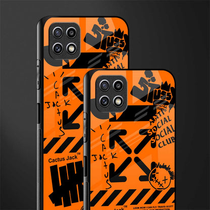 orange travis scott x anti social social club back phone cover | glass case for samsung galaxy f42
