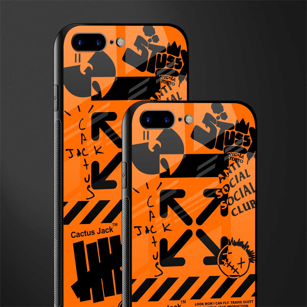 orange travis scott x anti social social club glass case for iphone 7 plus image-2