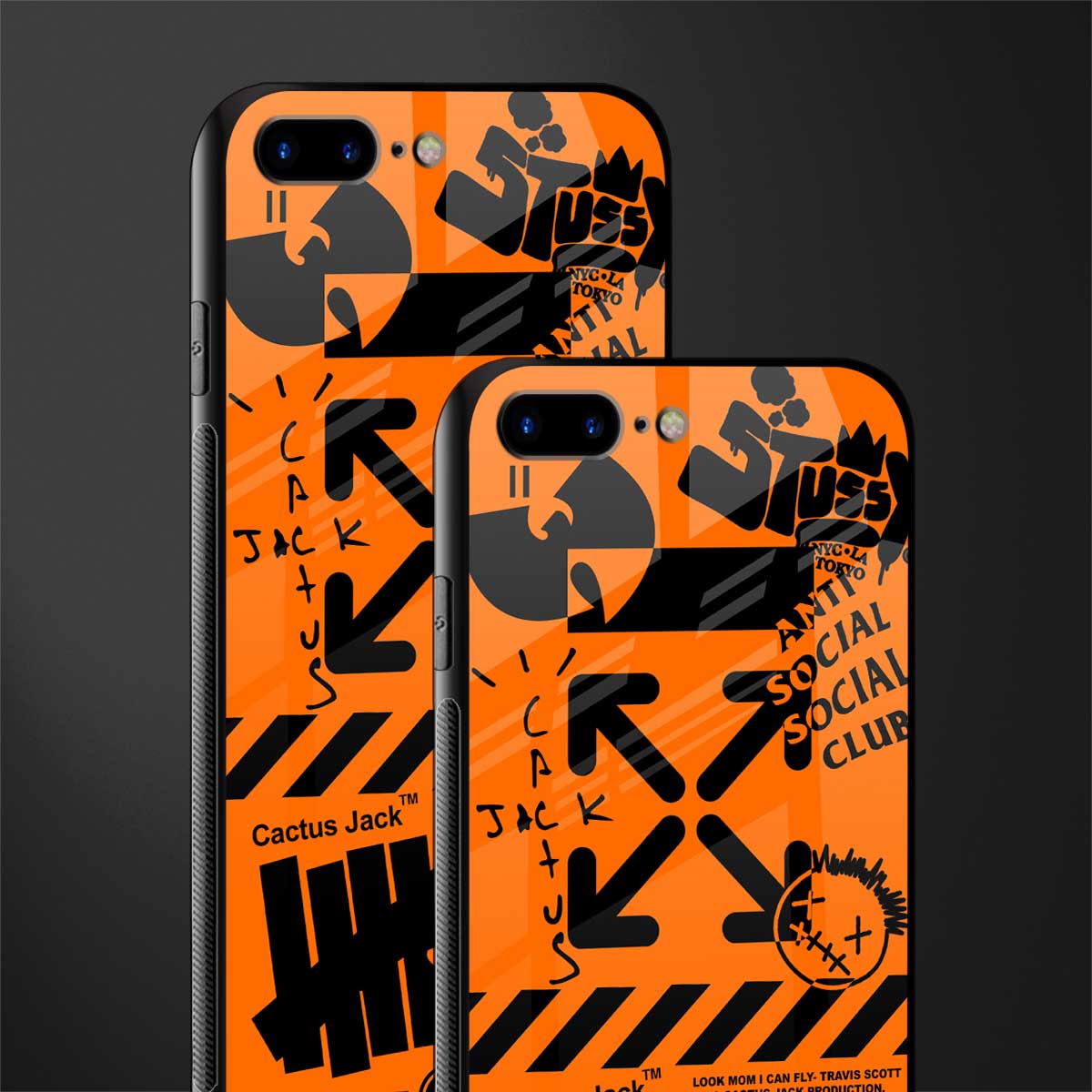 orange travis scott x anti social social club glass case for iphone 8 plus image-2