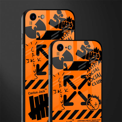 orange travis scott x anti social social club glass case for iphone 7 image-2