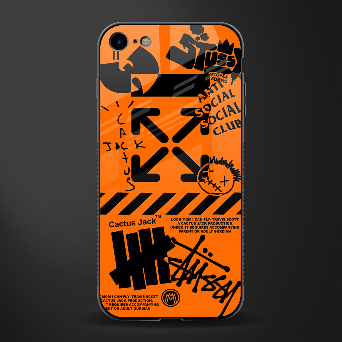 orange travis scott x anti social social club glass case for iphone se 2020 image