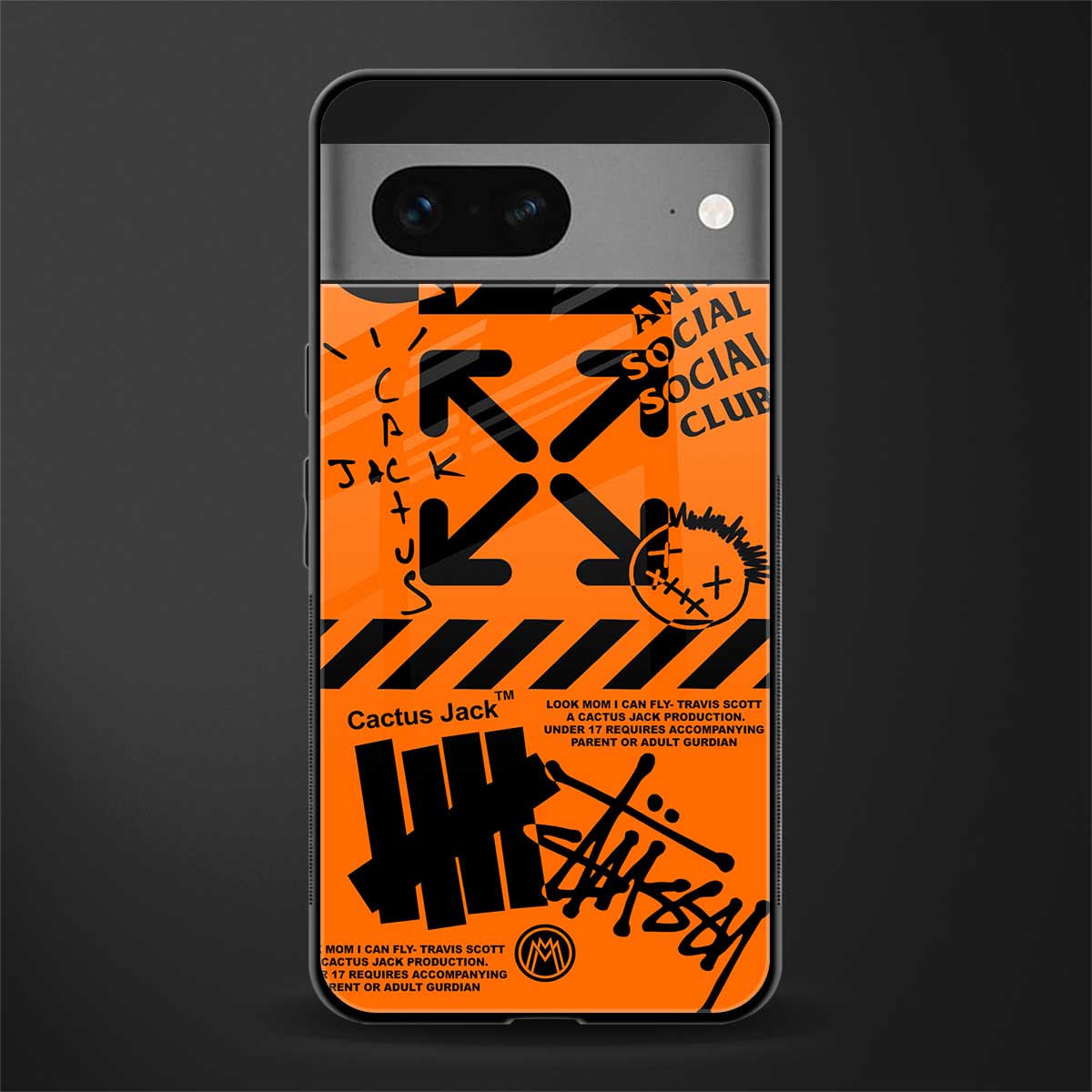 orange travis scott x anti social social club back phone cover | glass case for google pixel 7