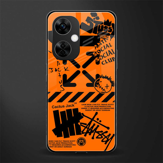 orange travis scott x anti social social club back phone cover | glass case for oneplus nord ce 3 lite