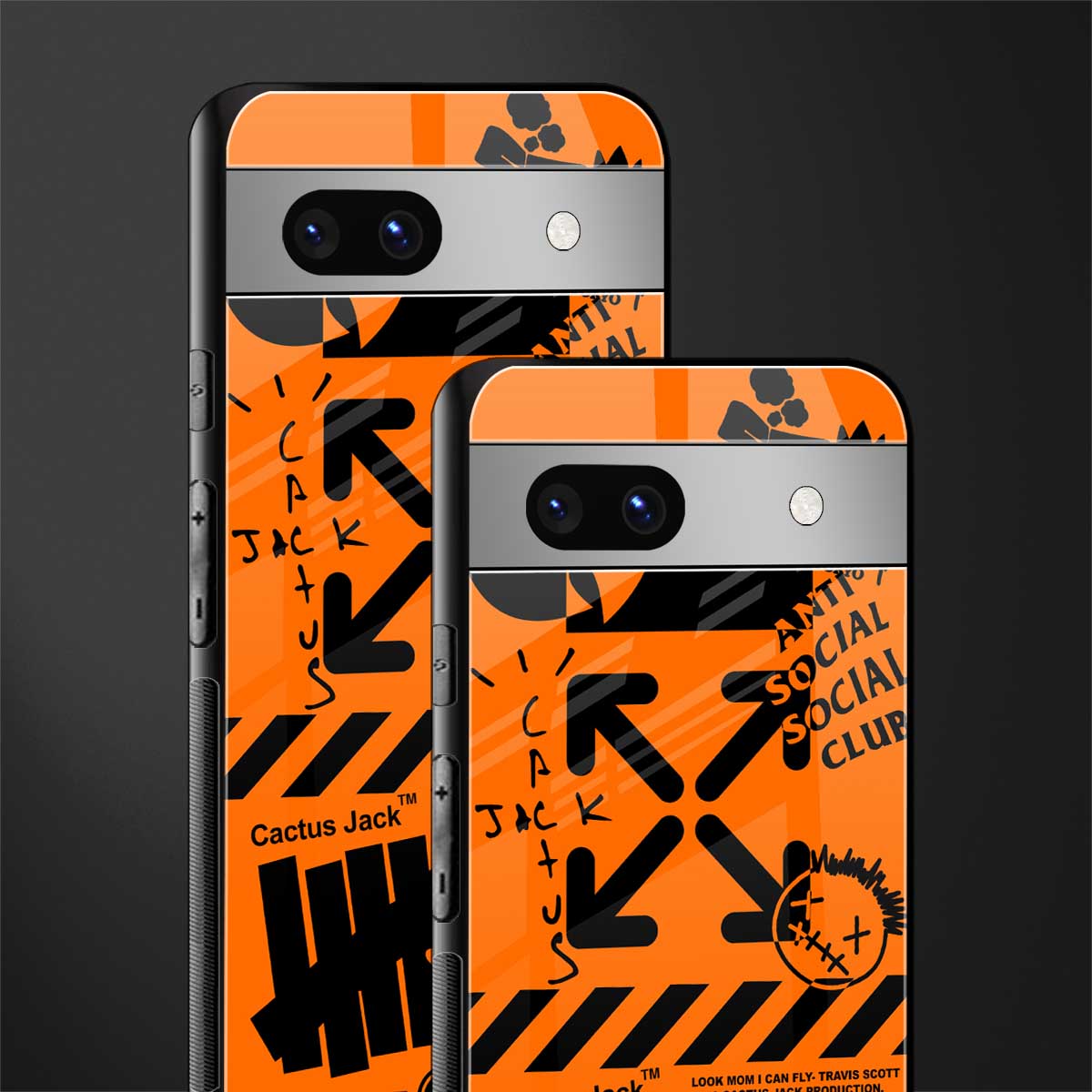 orange travis scott x anti social social club back phone cover | glass case for Google Pixel 7A