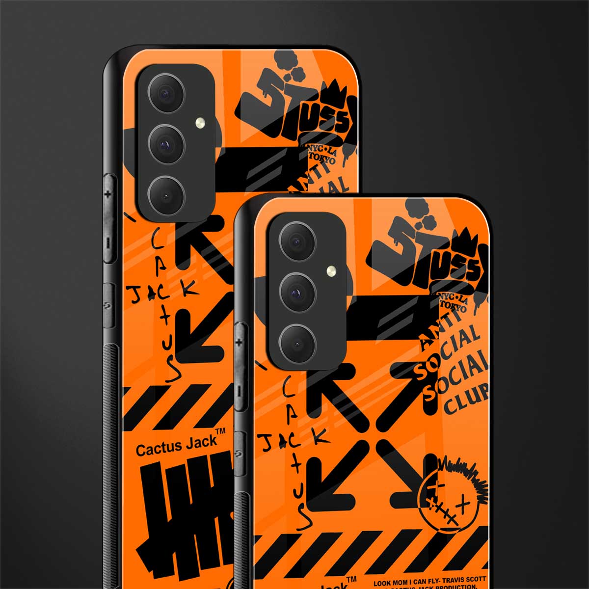 orange travis scott x anti social social club back phone cover | glass case for samsung galaxy a54 5g