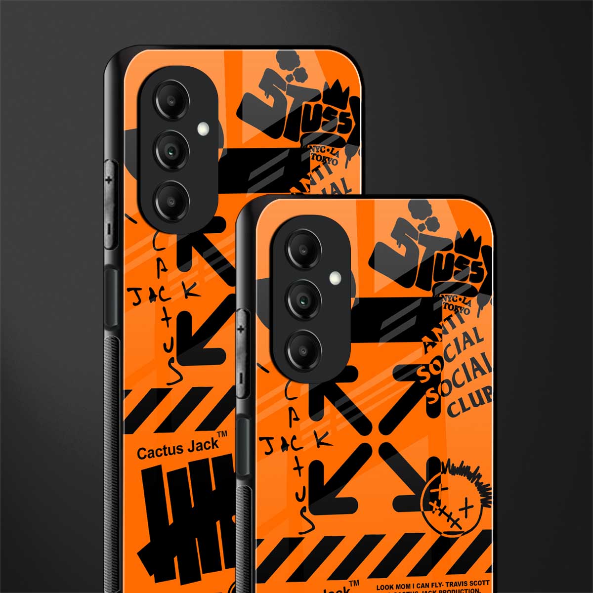 orange travis scott x anti social social club back phone cover | glass case for samsung galaxy a14 5g