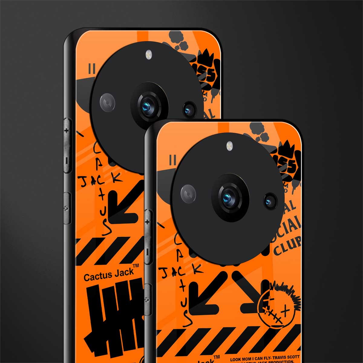 orange travis scott x anti social social club back phone cover | glass case for realme 11 pro 5g
