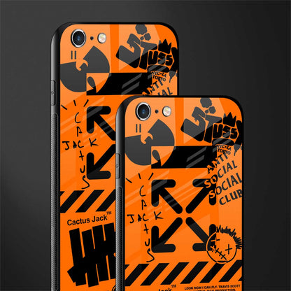 orange travis scott x anti social social club glass case for iphone 6 image-2