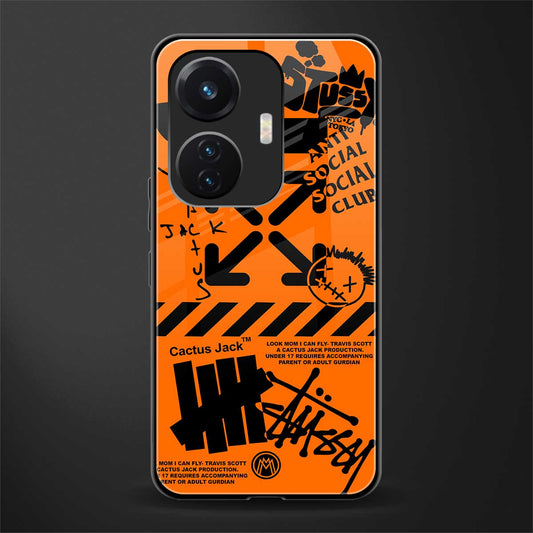orange travis scott x anti social social club back phone cover | glass case for vivo t1 44w 4g