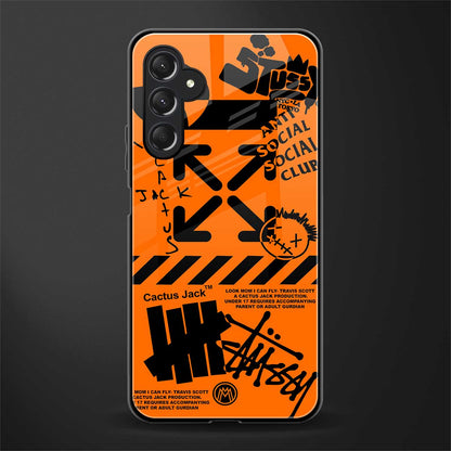 orange travis scott x anti social social club back phone cover | glass case for samsun galaxy a24 4g