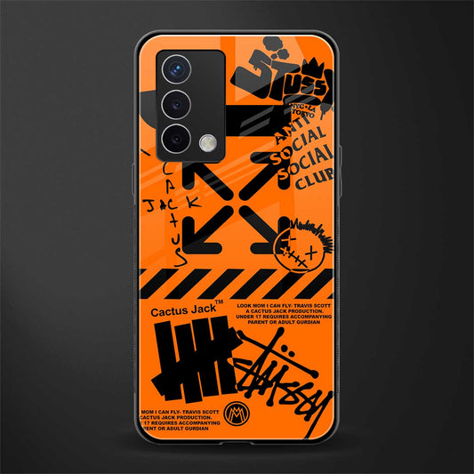orange travis scott x anti social social club back phone cover | glass case for oppo a74 4g