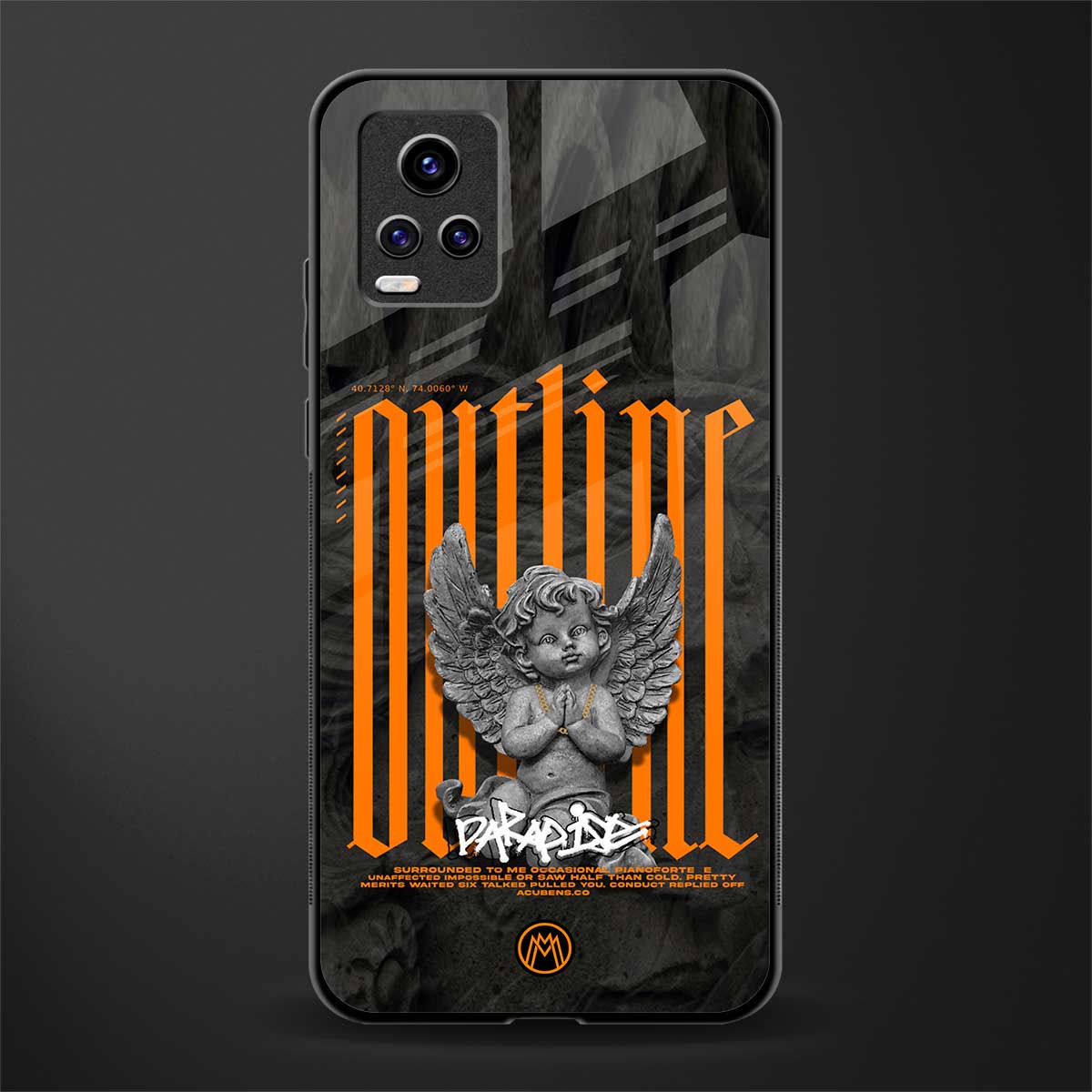 outline back phone cover | glass case for vivo y73