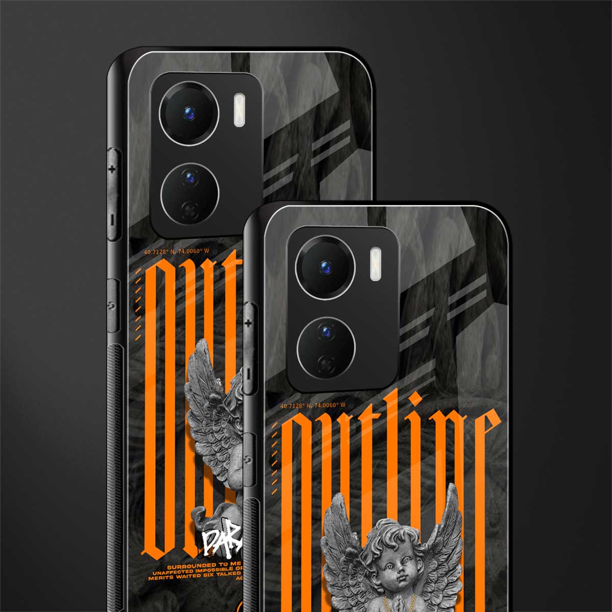 outline back phone cover | glass case for vivo y16