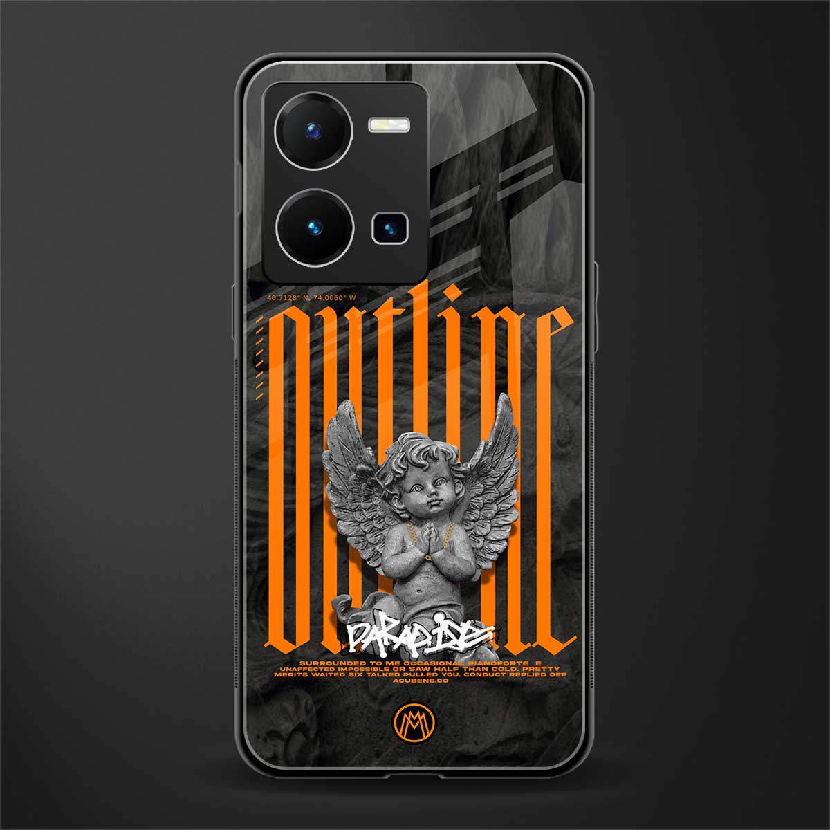 outline back phone cover | glass case for vivo y35 4g