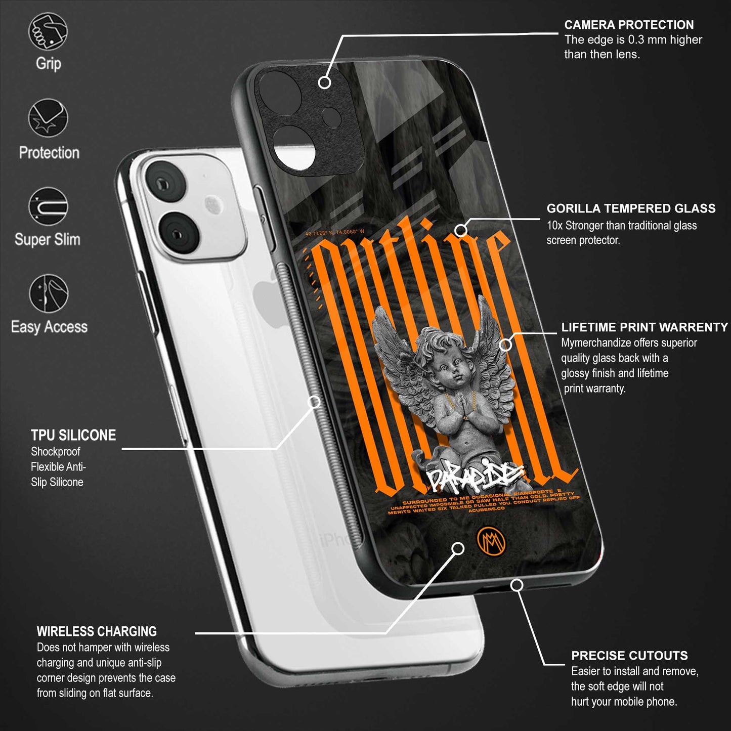outline back phone cover | glass case for vivo v25 pro 5g