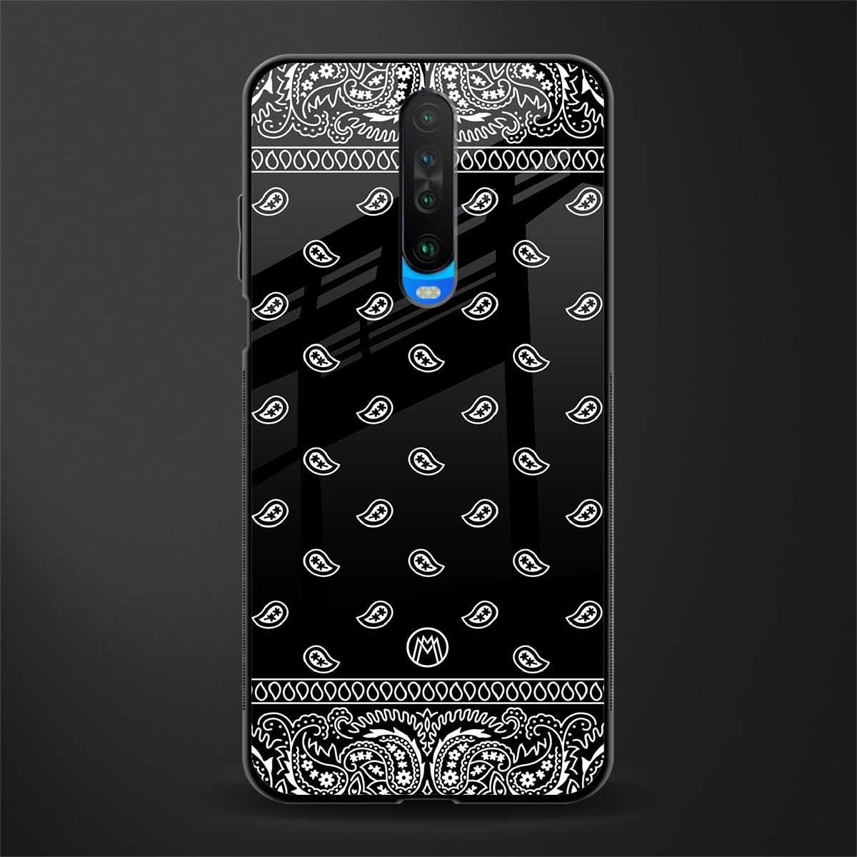 paisley black glass case for poco x2 image