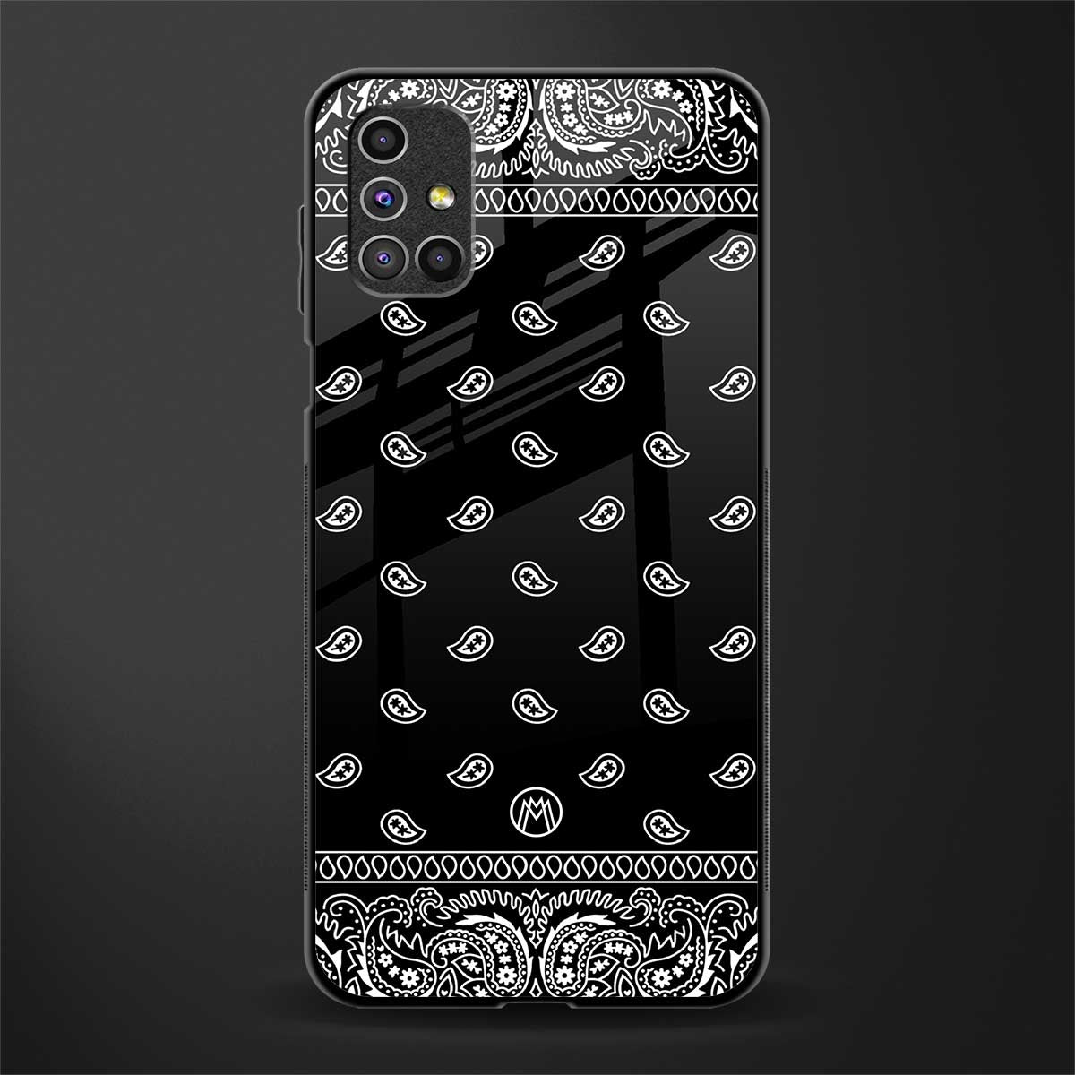 paisley black glass case for samsung galaxy m31s image