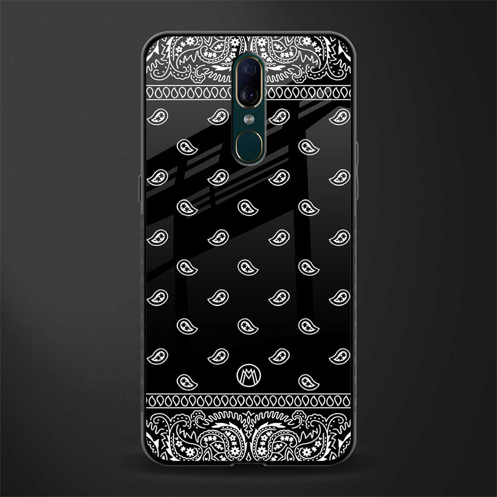 paisley black glass case for oppo a9 image