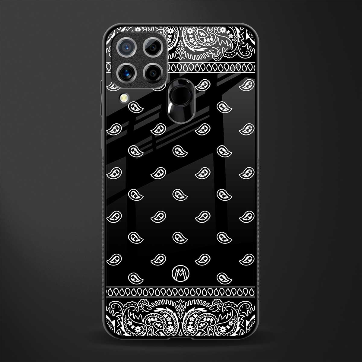 paisley black glass case for realme c15 image