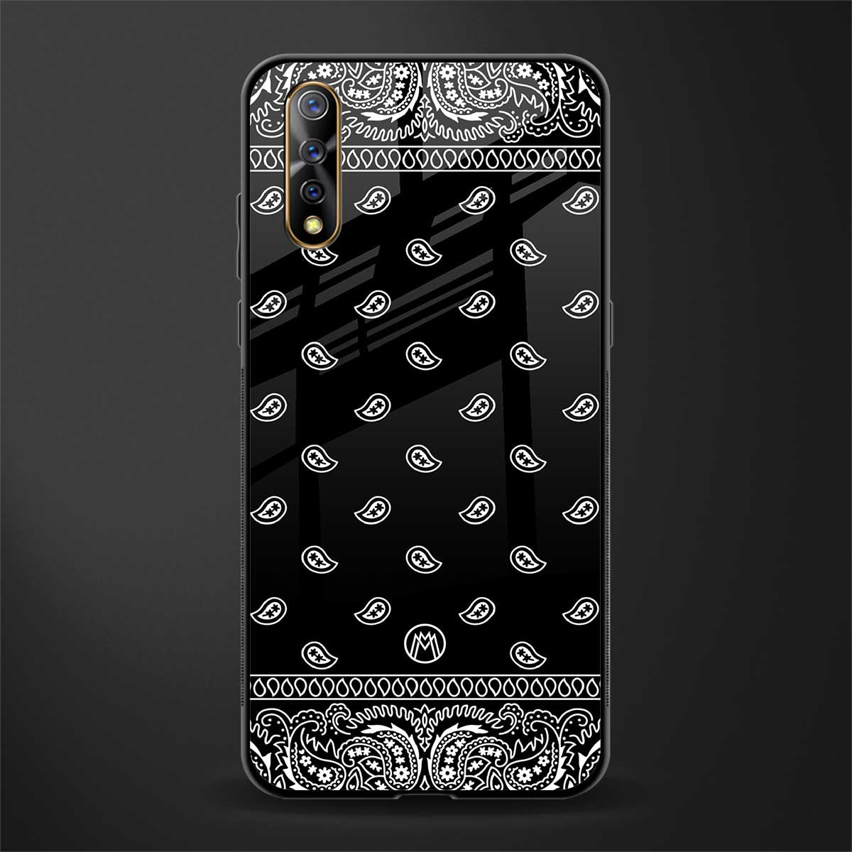 paisley black glass case for vivo s1 image