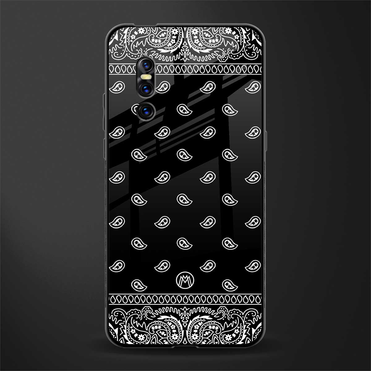 paisley black glass case for vivo v15 pro image