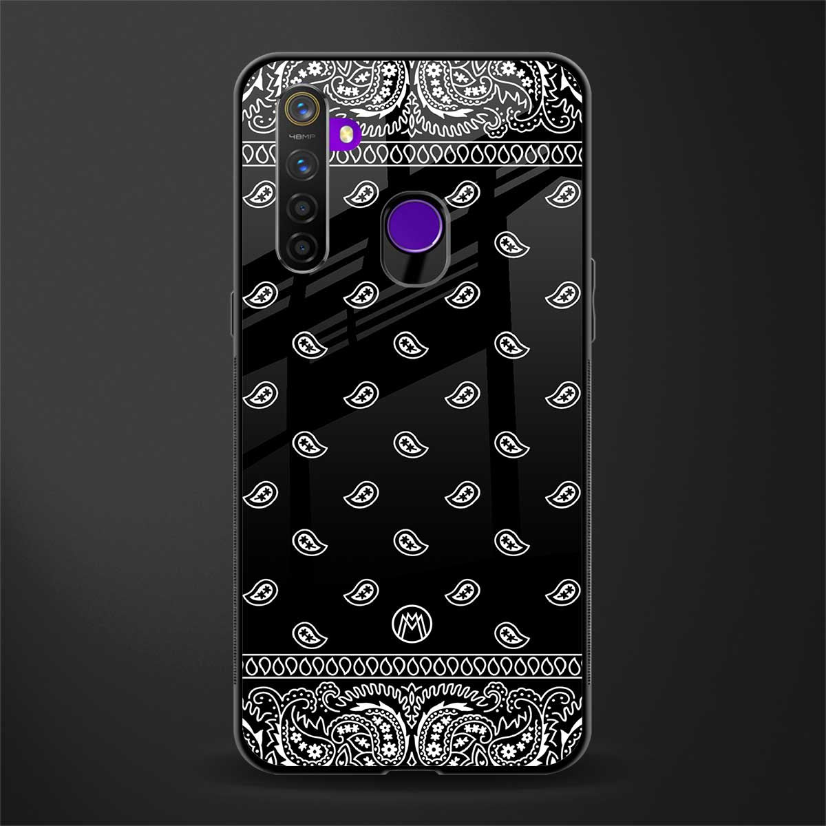 paisley black glass case for realme 5 pro image