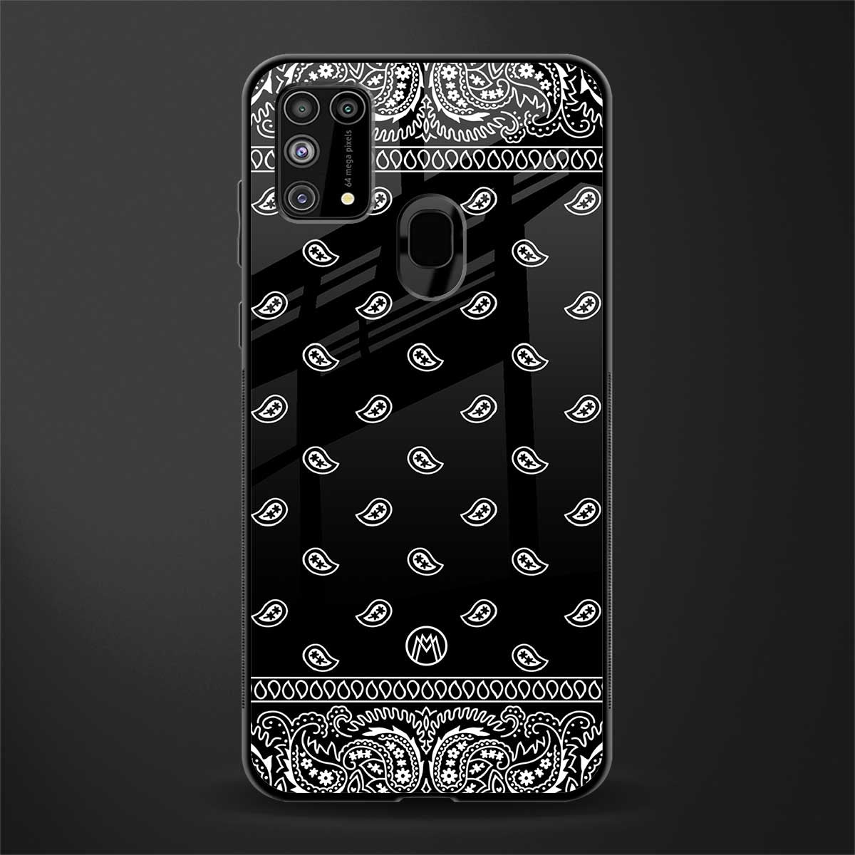 paisley black glass case for samsung galaxy m31 image