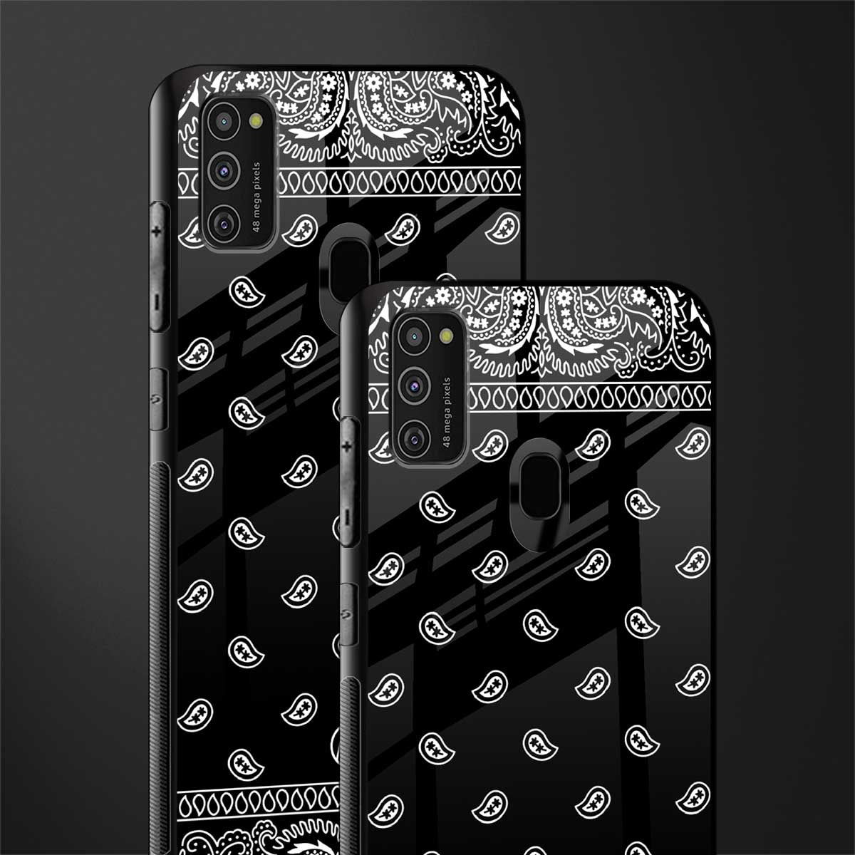 paisley black glass case for samsung galaxy m21 image-2
