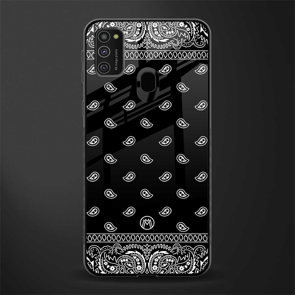 paisley black glass case for samsung galaxy m30s image