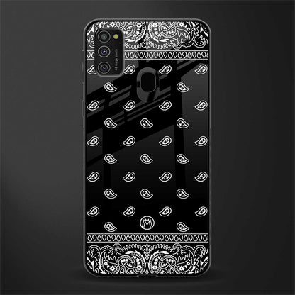 paisley black glass case for samsung galaxy m30s image