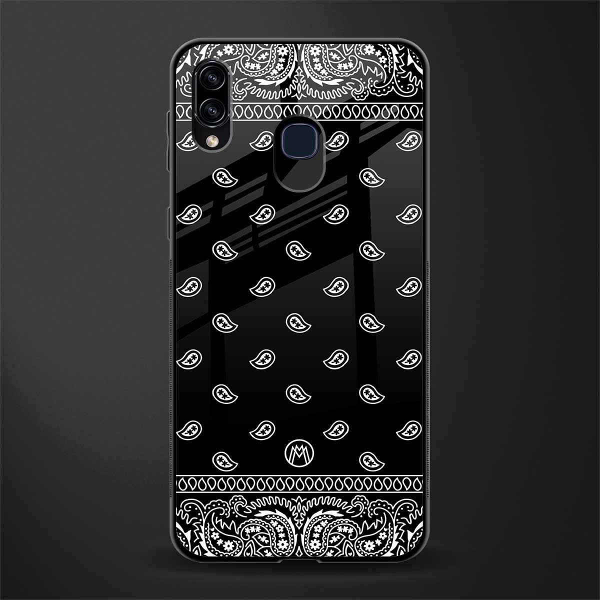 paisley black glass case for samsung galaxy a20 image