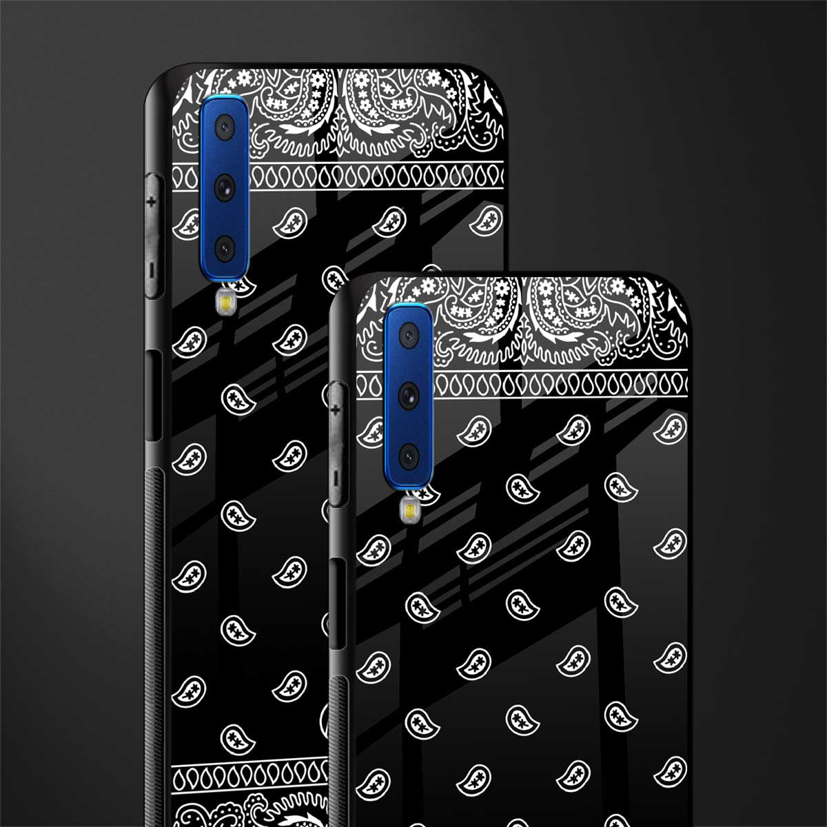 paisley black glass case for samsung galaxy a7 2018 image-2