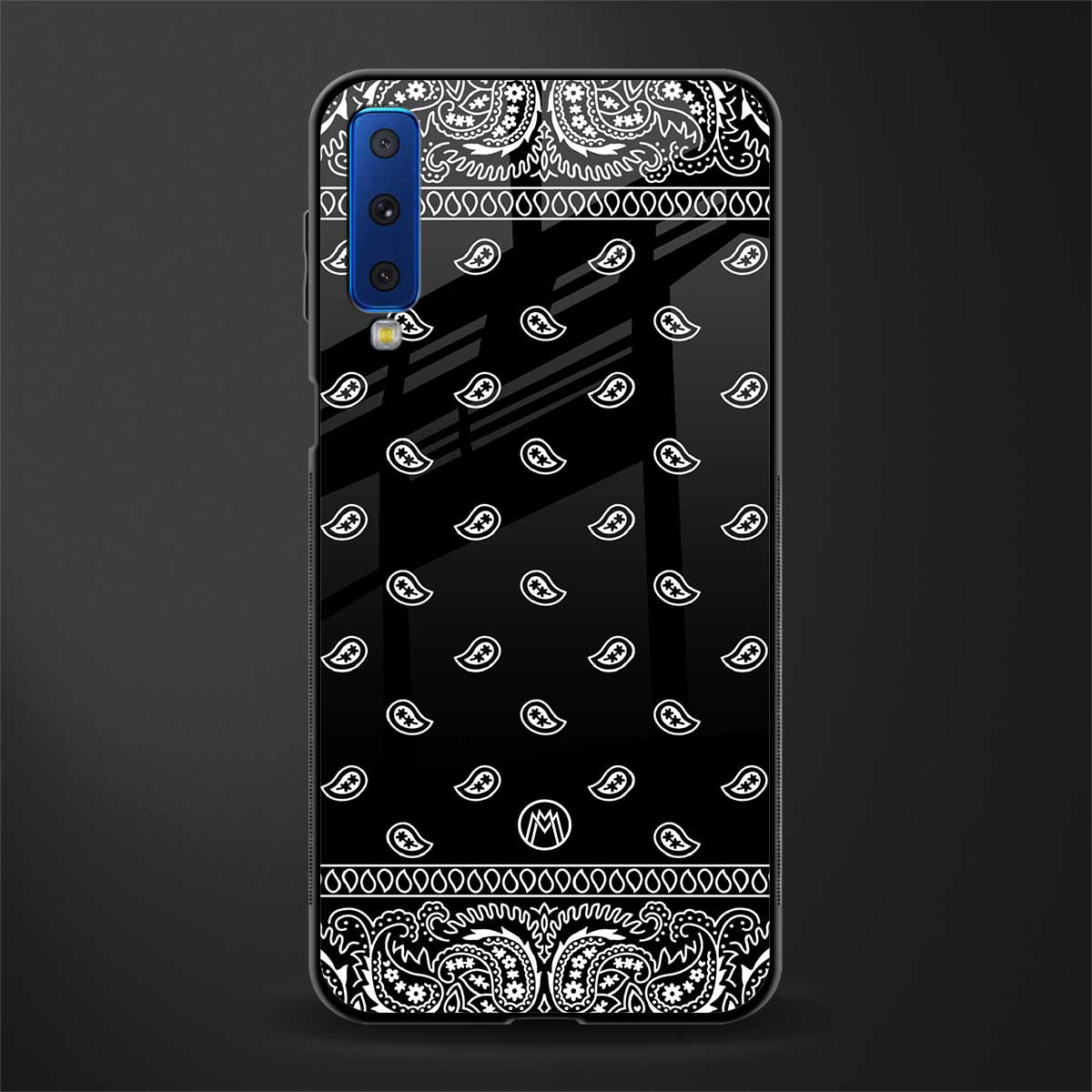 paisley black glass case for samsung galaxy a7 2018 image