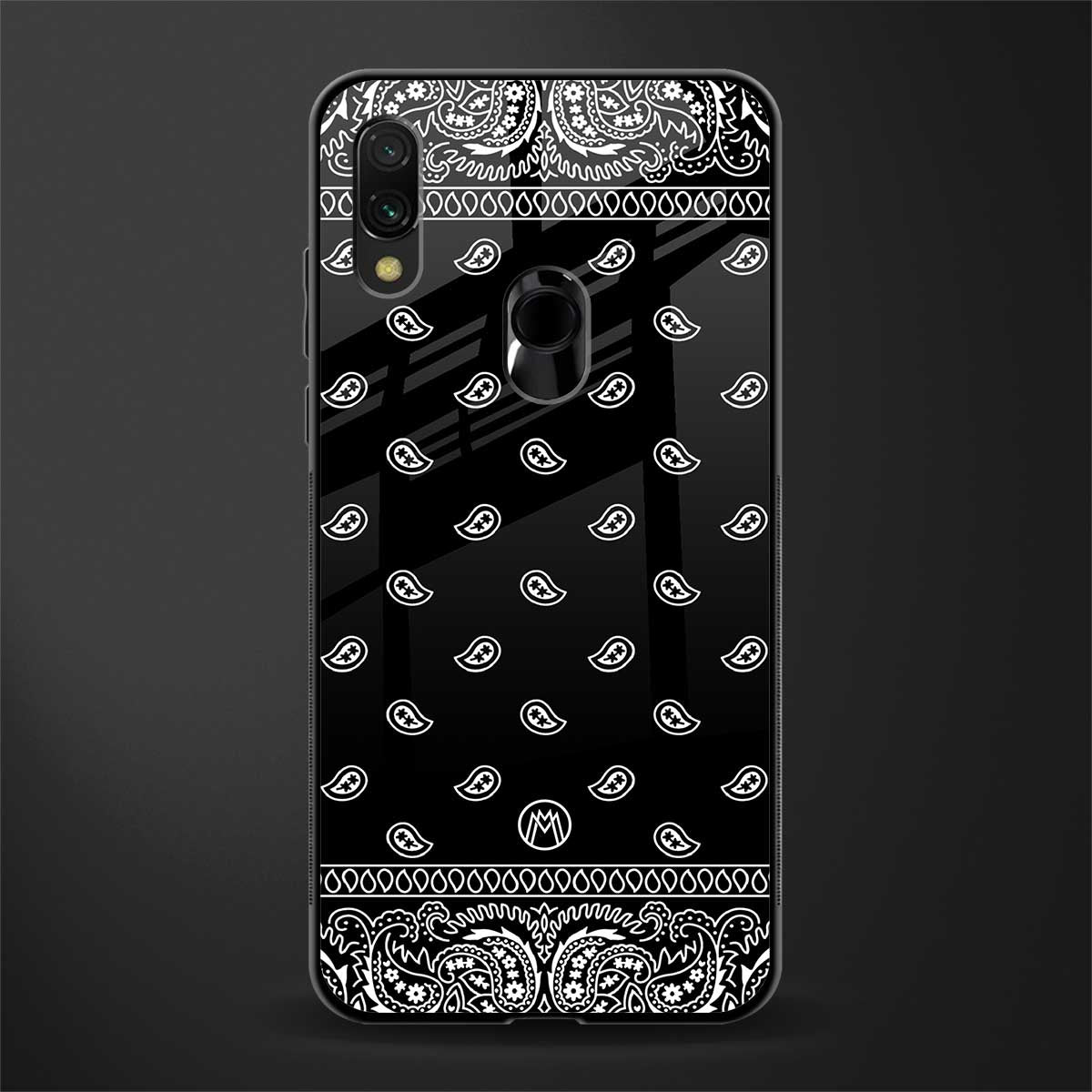 paisley black glass case for redmi note 7 pro image