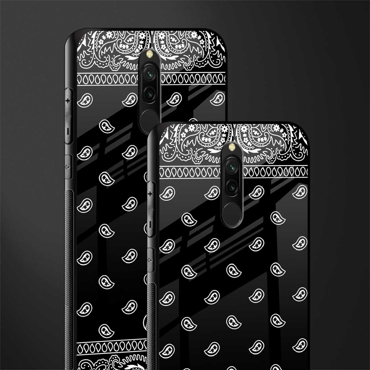 paisley black glass case for redmi 8 image-2