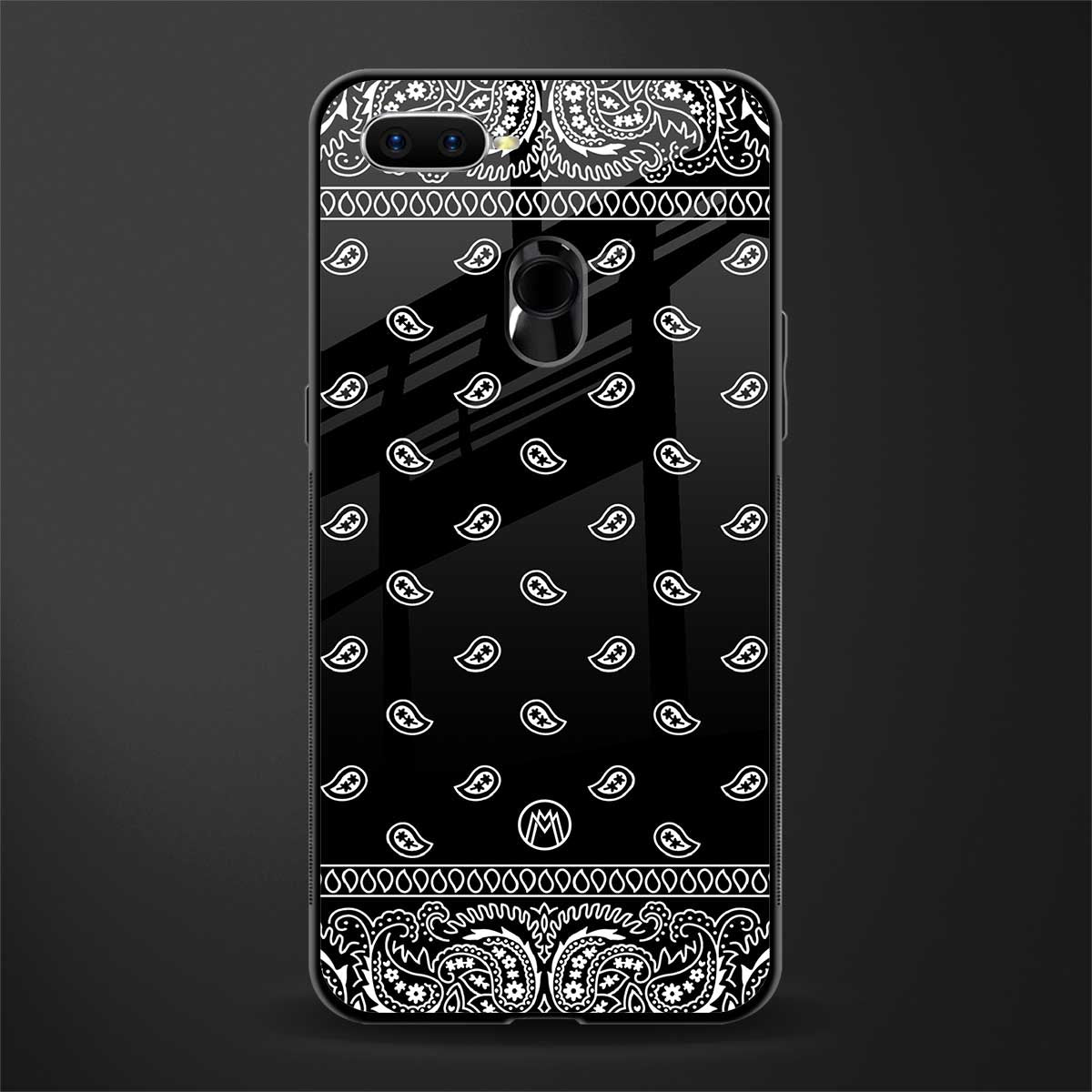 paisley black glass case for oppo a7 image