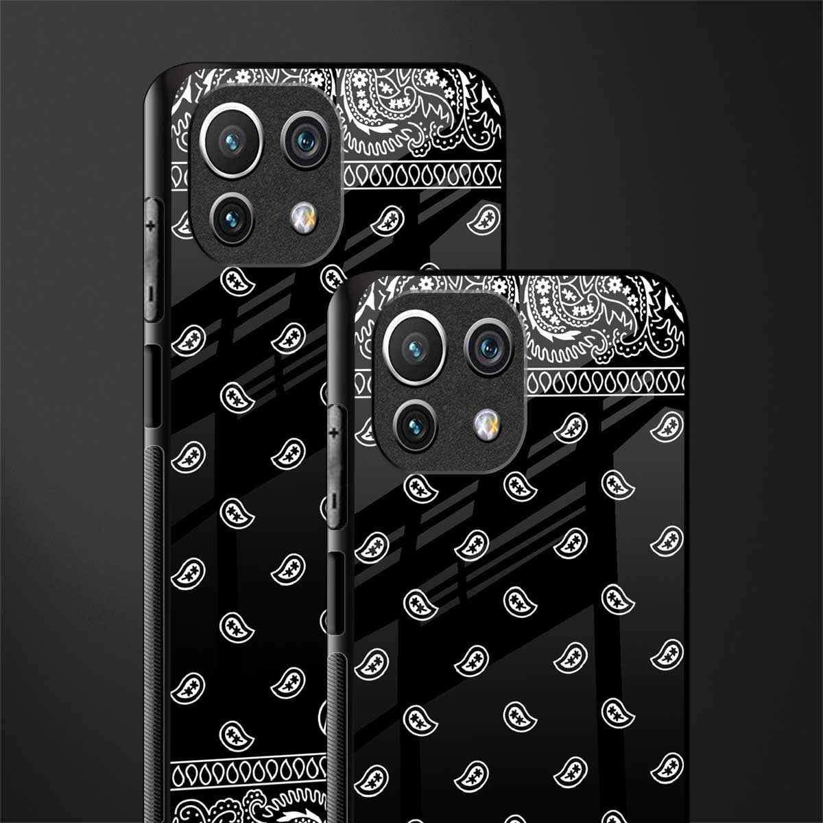 paisley black glass case for mi 11 lite image-2