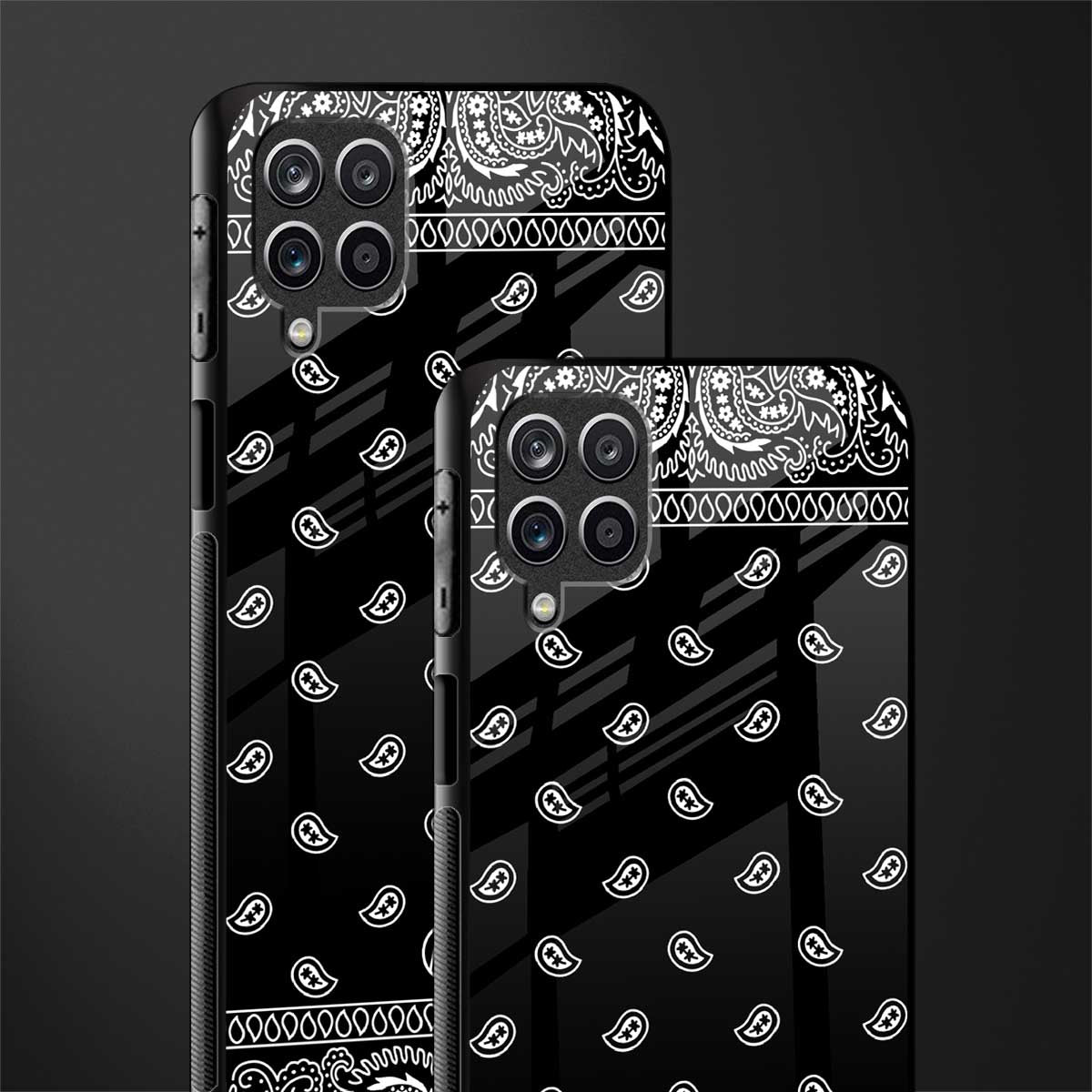 paisley black back phone cover | glass case for samsung galaxy a22 4g