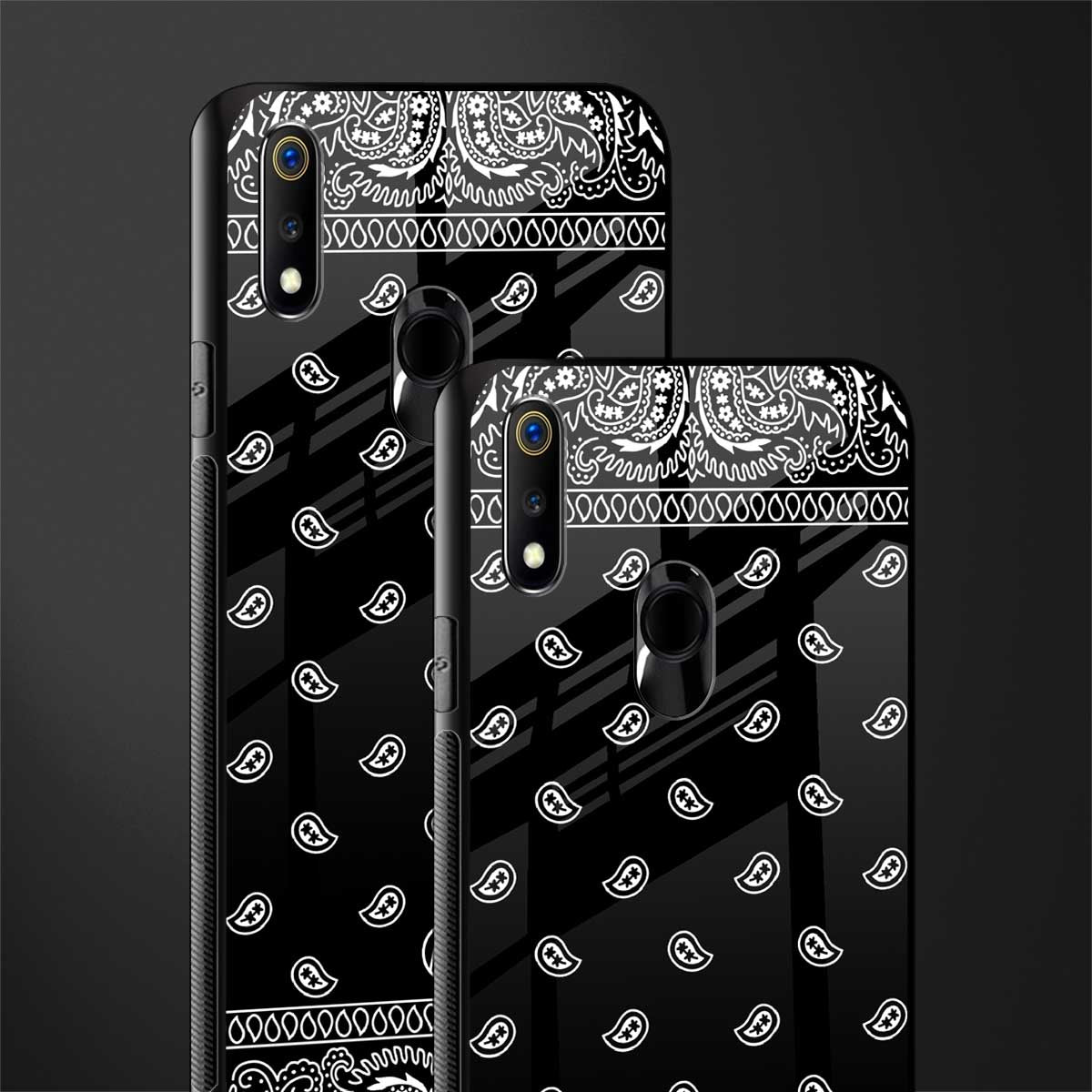 paisley black glass case for realme 3 pro image-2