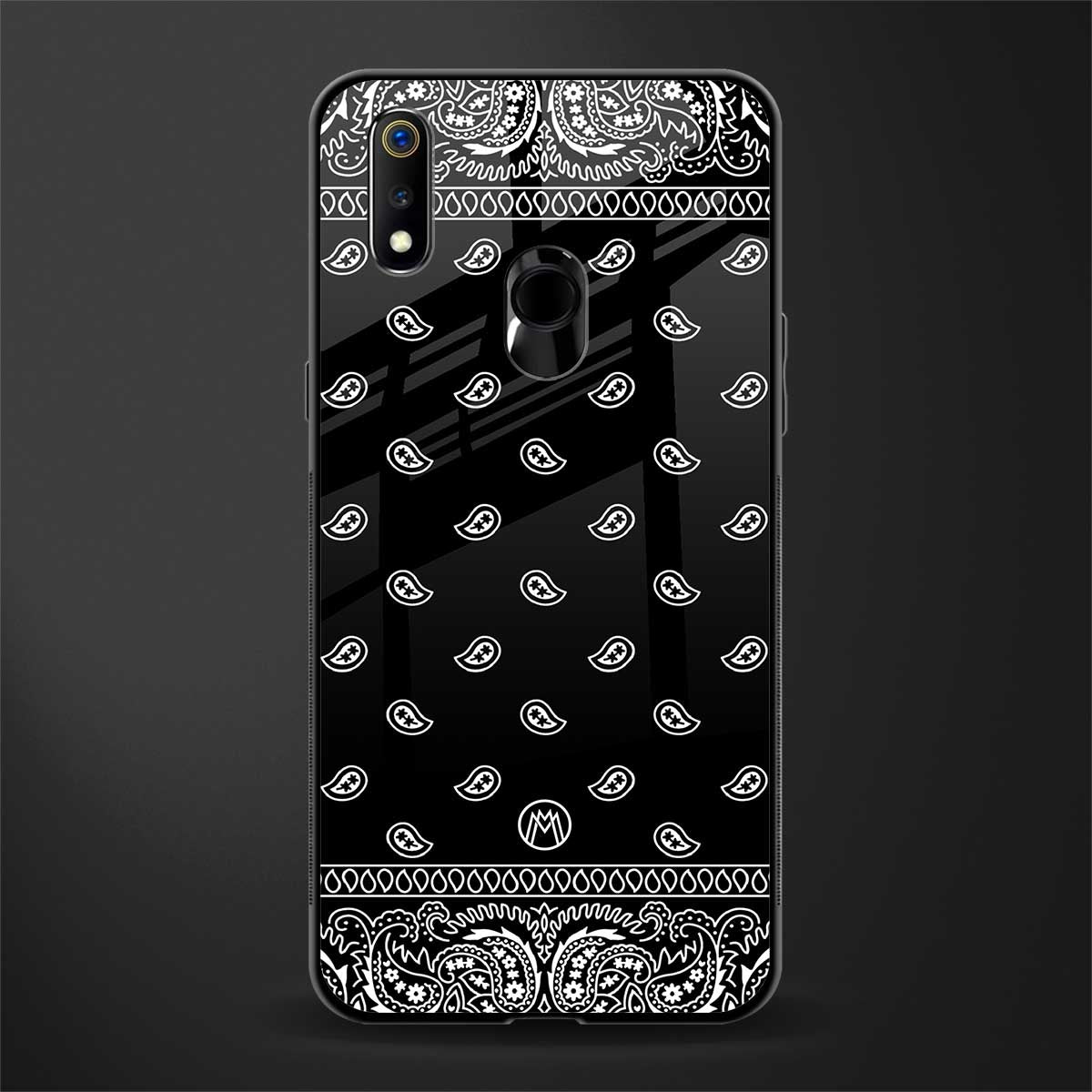 paisley black glass case for realme 3 image