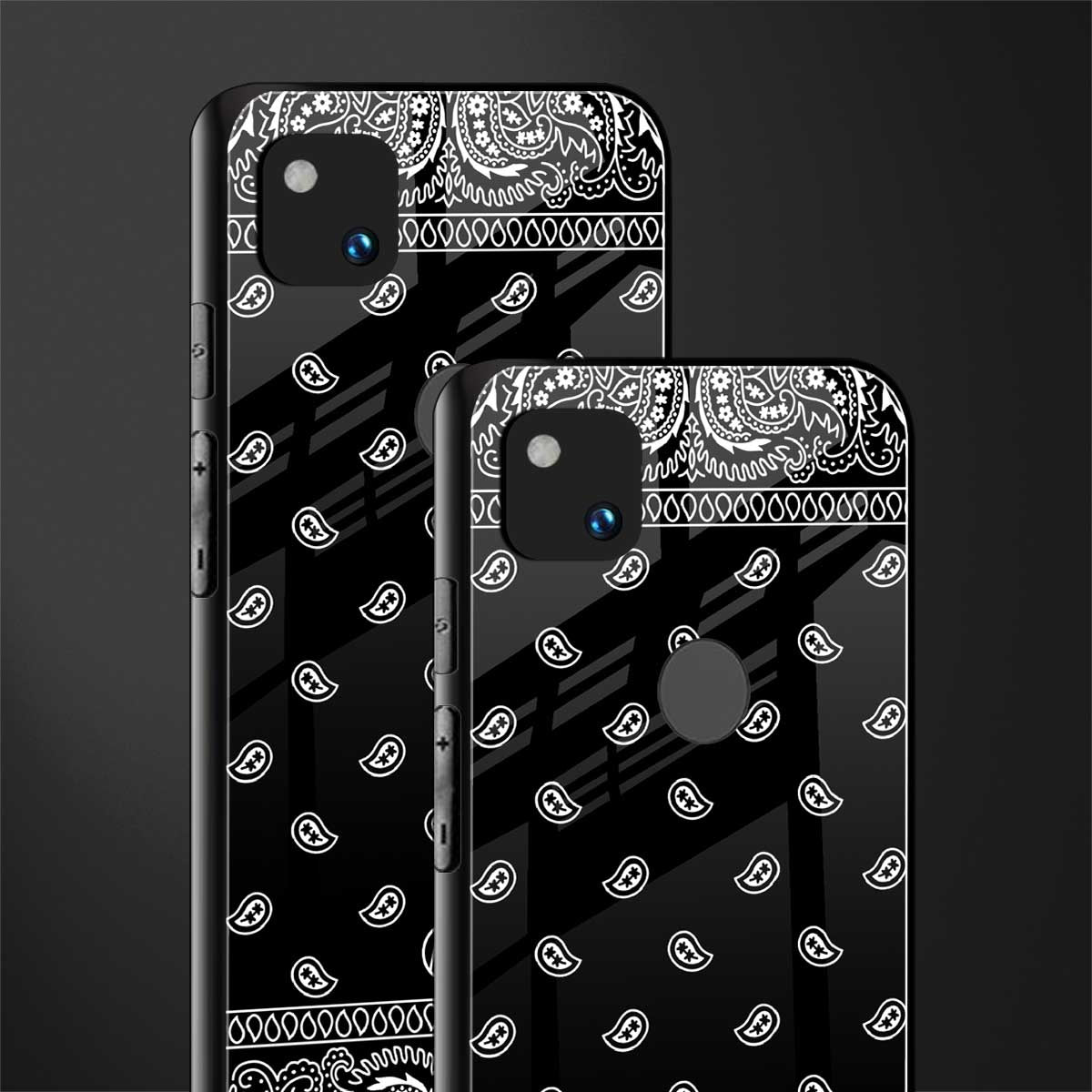 paisley black back phone cover | glass case for google pixel 4a 4g